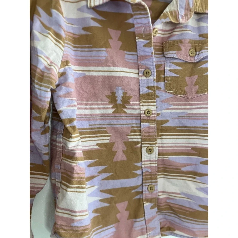 Cotton On Aztec Western Print Button‎ Up Long Sleeve Shirt Size 7